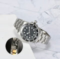 Men's Automatic Stainless Steel No Date Diver Watch 40mm Black Bezel Oyster Bracelet Black Dial